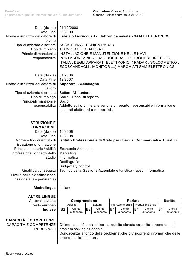 curriculum vitae et studiorum modello europeo curriculum vitae et studiorum modello europeo